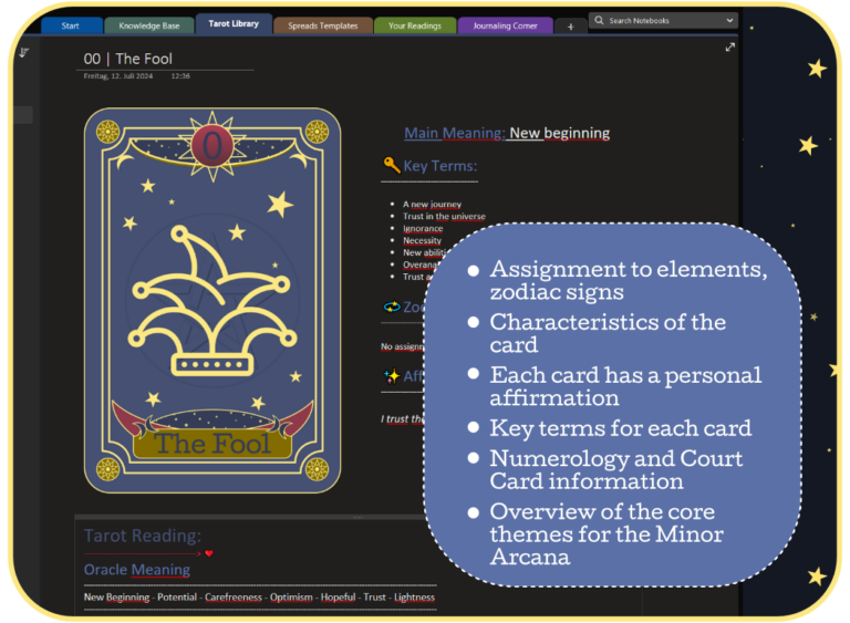 OneNote Tarot Journal: Arana