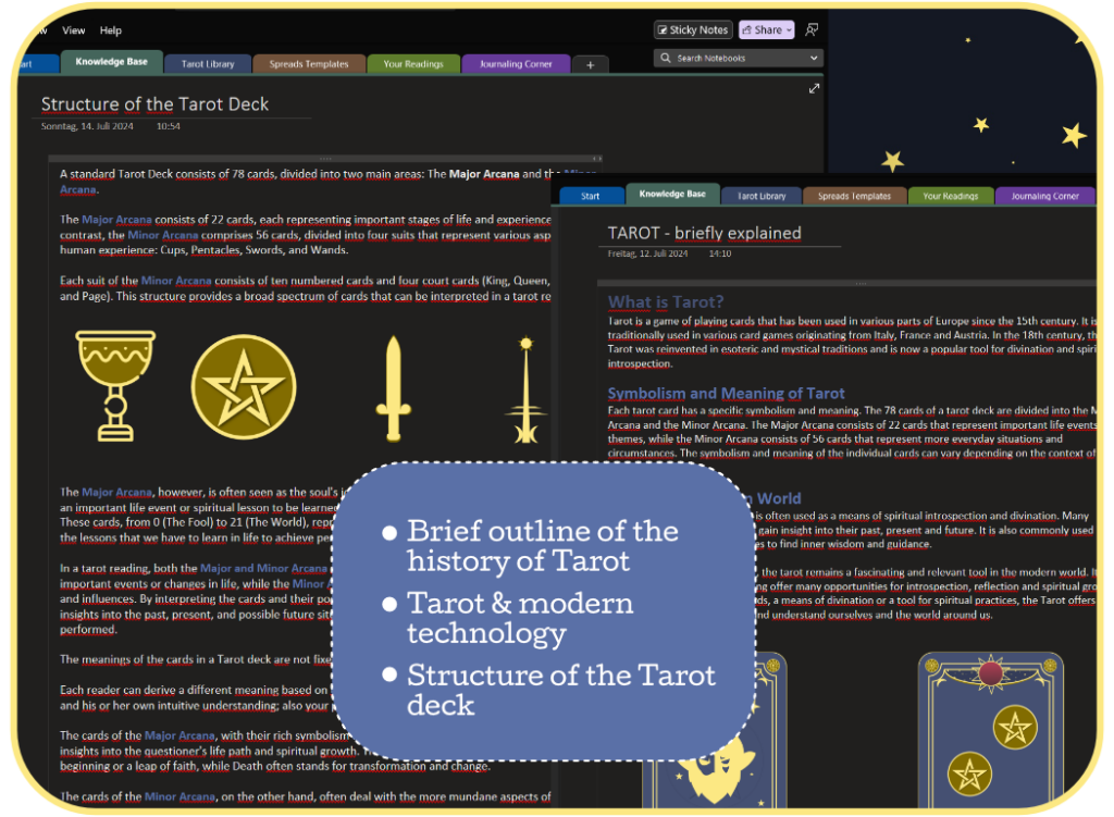 OneNote Tarot Journal: History & Structure of the Tarot